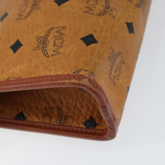 MCM Logogram Vicetos Clutch Bag PVC Leather Brown Gold Auth gh1233